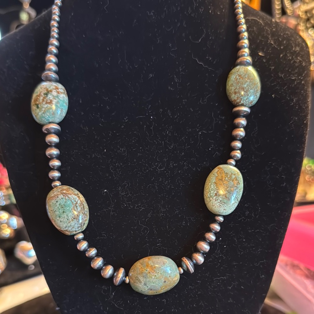 Royston Turquoise and desert pearls Necklace